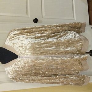 Davi & Dani Quilted Stone Velvet Exposed Zipper Bomber Jacket